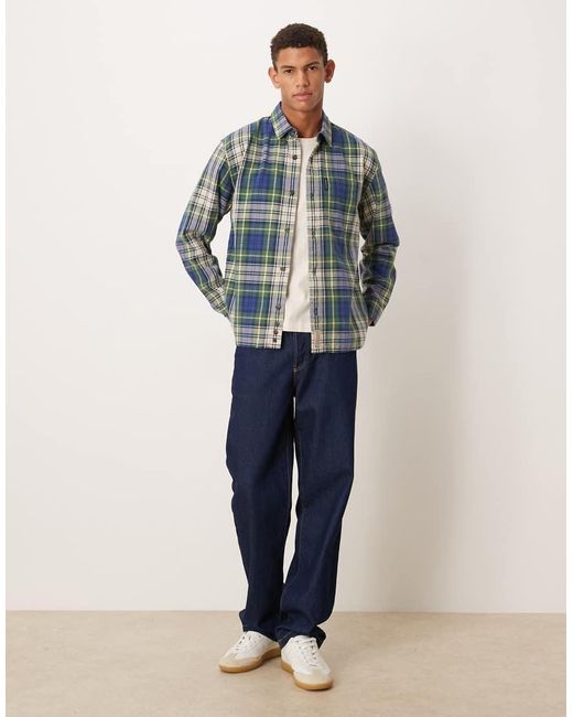 Camisa A Cuadros De Manga Larga De Franela De Abercrombie & Fitch de hombre de color Blue