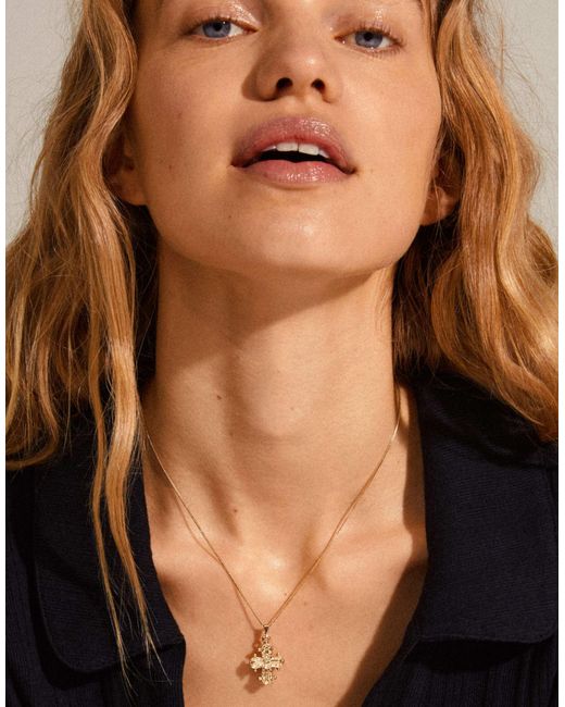 Dagmar - collier avec pendentif en plaqué or Pilgrim en coloris Brown