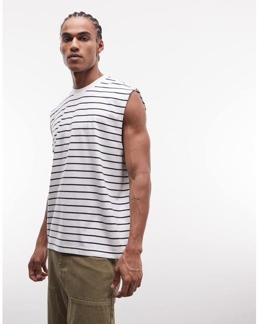ASOS Red Oversized Tank With Text Puff Print for men