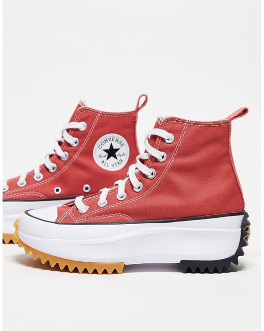 Run star hike hi - sneakers alte rosse di Converse in Red
