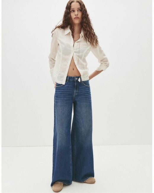 Pull&Bear Blue – weit geschnittene jeans