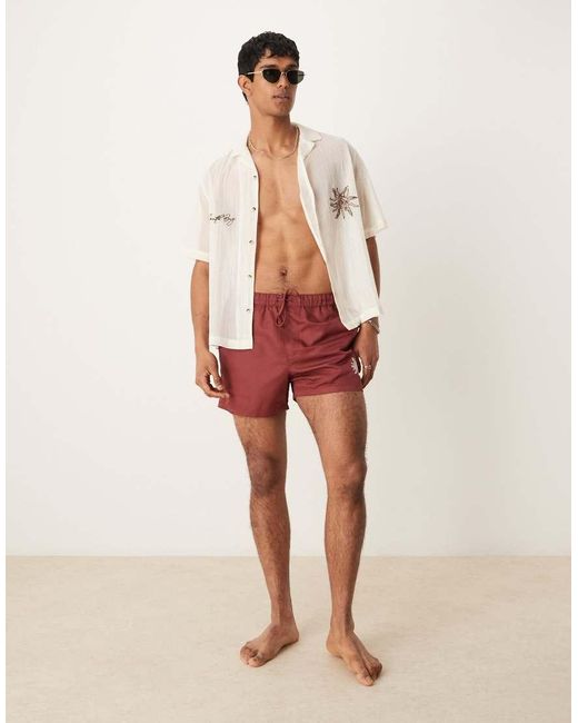 ASOS White Co-ord Boxy Revere Shirt With Chest Embroidery for men