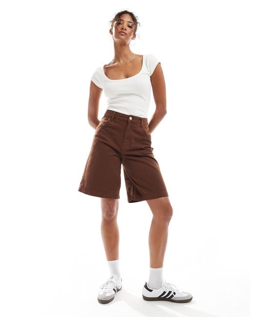 Bermuda ample en denim ASOS en coloris White