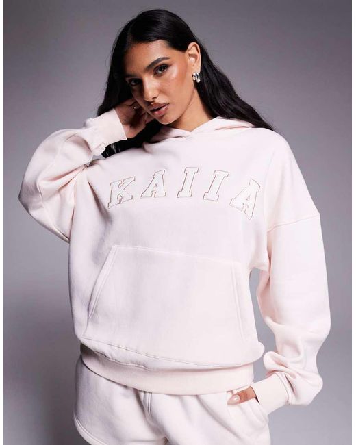 Sudadera Extragrande Con Capucha Y Logo Bordado De (Parte De Un Conjunto) Kaiia de color Gray