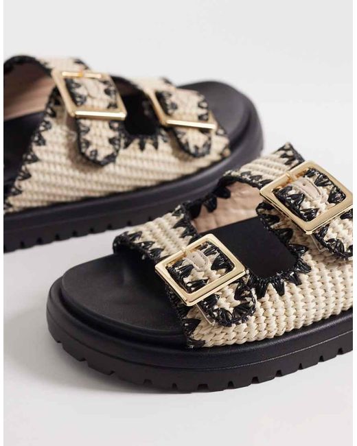 SIMMI Black Simmi London Faron Crochet Double Buckle Sandals