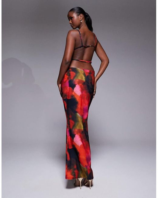 SIMMI Red Hudson Print Cowl Neck Maxi Set