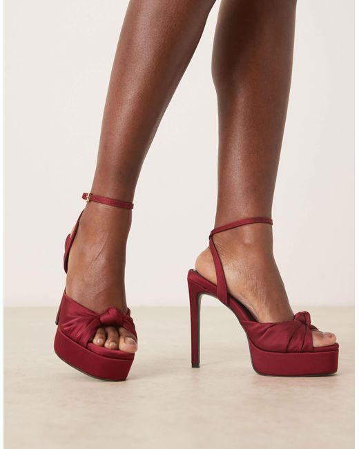 Nova - sandales nouées à semelle plateforme et talon haut - bordeaux ASOS en coloris Brown