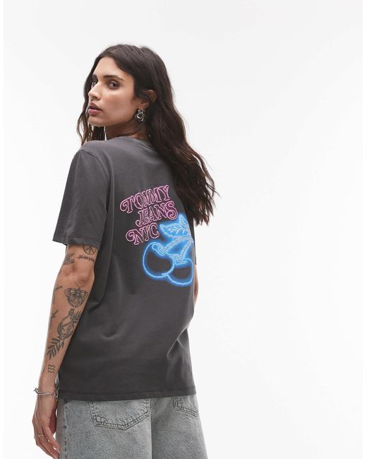 Tommy Hilfiger Gray Neon Logo Relaxed T-shirt