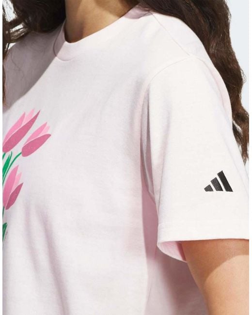 Adidas Originals White Floral Bloom At Your Own Pace Graphic T-shirt