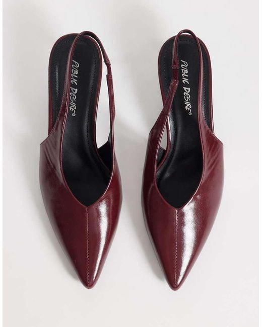 Public Desire Pink Lychee Slingback Kitten Heel Shoes