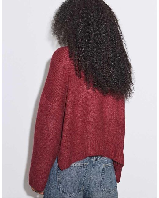 Stradivarius Blue V-neck Knit Sweater