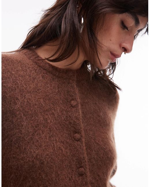 & Other Stories Brown – sehr weiche, flauschige strickjacke aus mohair- und wollmischung