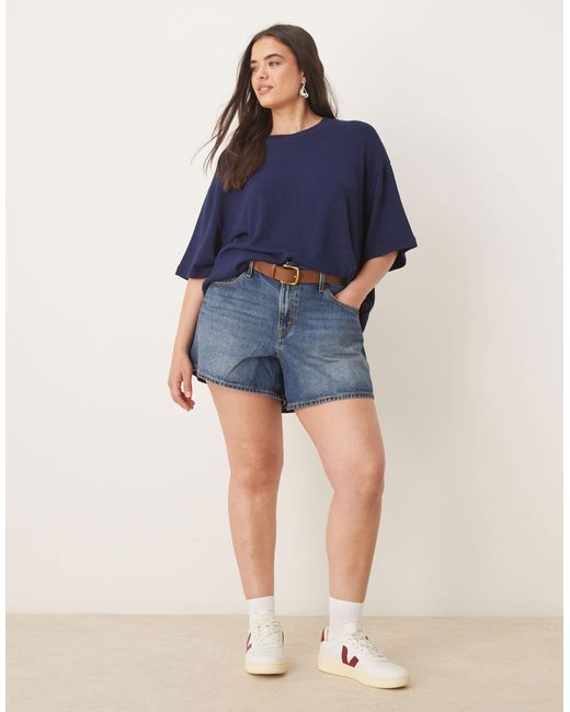 Asos design curve - t-shirt oversize en maille texturée ASOS en coloris Blue