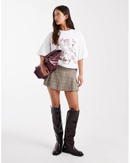 4th & Reckless White Cotton Rich 'paris' Icon Graphic Oversized T-shirt