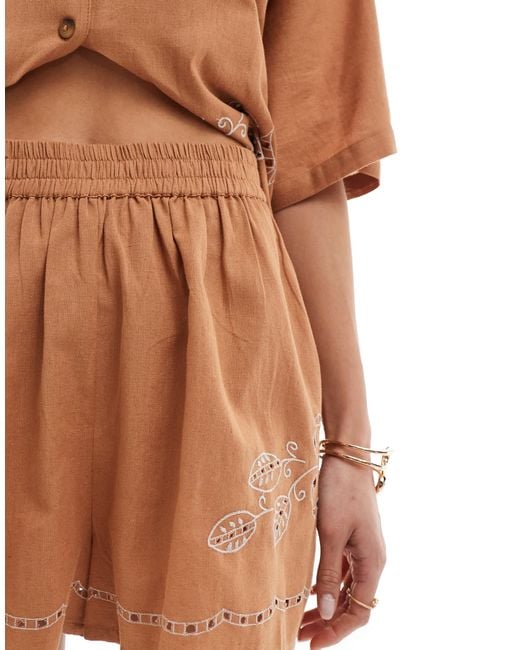 ASOS White Broderie Detail Co-ord Short