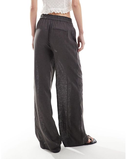 Pantalon large en lin mélangé ONLY en coloris Gray