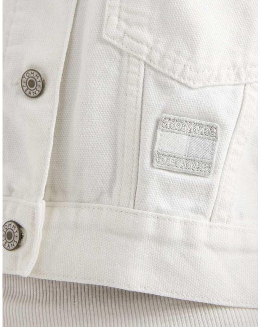 Tommy Hilfiger White Oversized Crop Denim Trucker Jacket