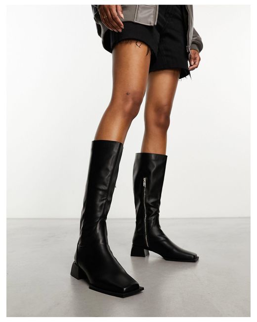 Raid Black Elixir Knee Boots With Square Toe
