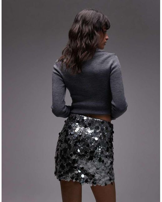 ASOS Gray Mixed Sequin Mini Skirt