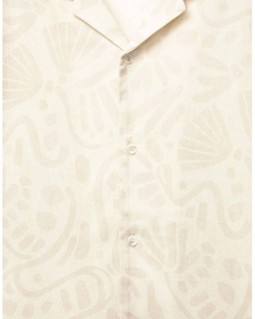 Camicia A Maniche Corte Color Sabbia Con Stampa di Pull&Bear in Natural da Uomo