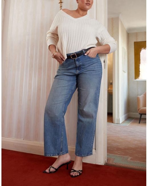 Asos design curve - jean large ajusté et délavé ASOS en coloris Blue