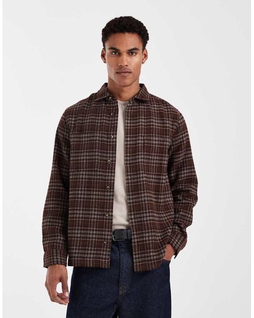 ASOS Brown Boxy Oversized Shirt for men
