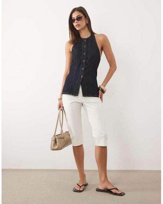 ASOS Blue Halter Denim Top