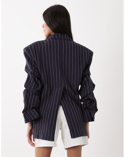 WeWoreWhat Blue Cinched Sleeve Boxy Blazer