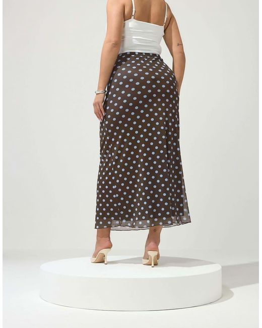 Yours Clothing Brown Polka Dot Maxi Skirt
