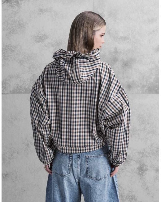 ASOS Gray Hooded Bubble Hem Bomber Jacket