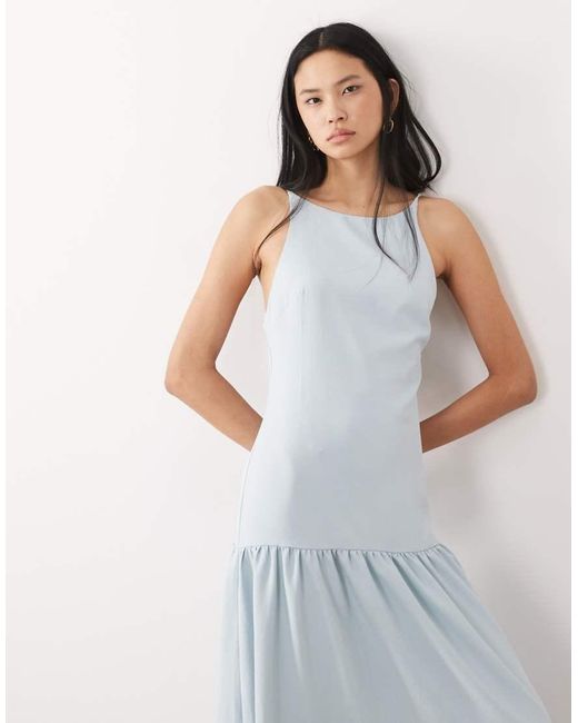 ASOS Blue Asos Design Tall Cami Scoop Neck Drop Waist Maxi Dress