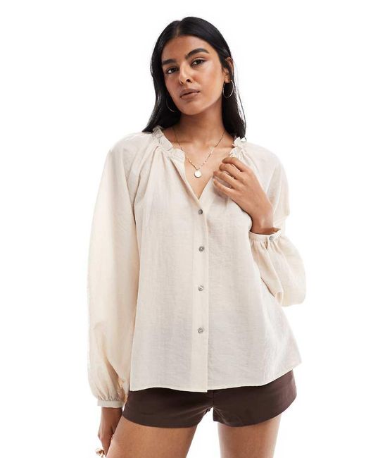 Vero Moda White Boho Style Blouson Sleeve Blouse
