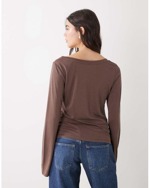 Monki Blue V-neck Top