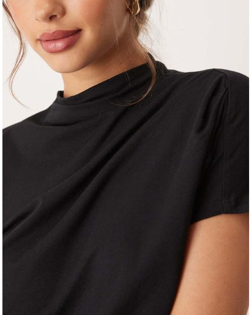 ASOS Black Twist Shoulder Drapey Top