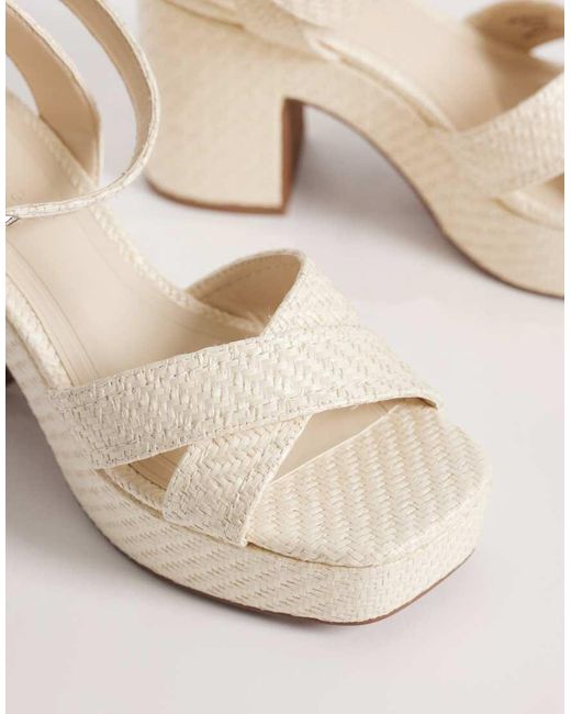 ASOS White Wide Fit Henley Platform Mid Heeled Sandals
