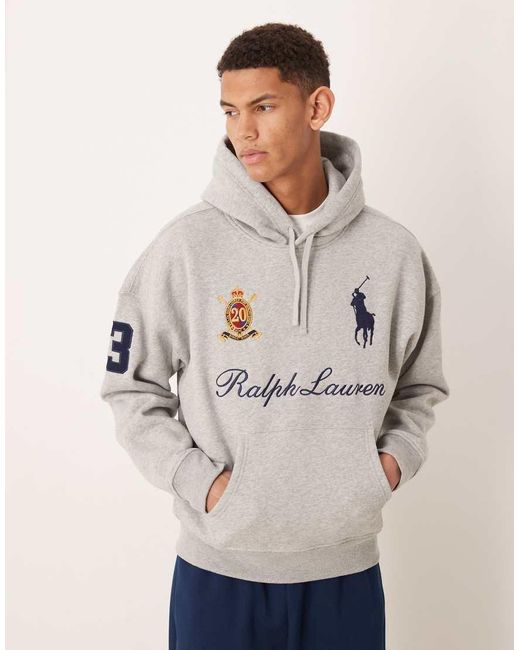 Polo Ralph Lauren Natural Large Player Script Logo Heavyweight Fleece Hoodie for men