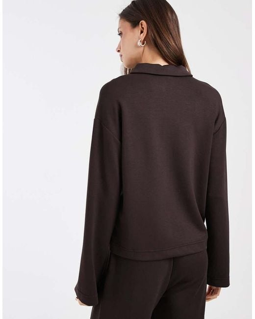 Vero Moda Black Super Soft Polo Sweat Top Co-Ord
