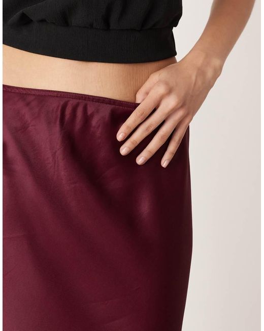 ASOS Red Satin Bias Maxi Skirt