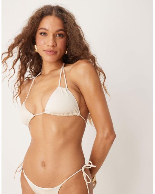 Free Society Brown Double Strap Triangle Bikini Top