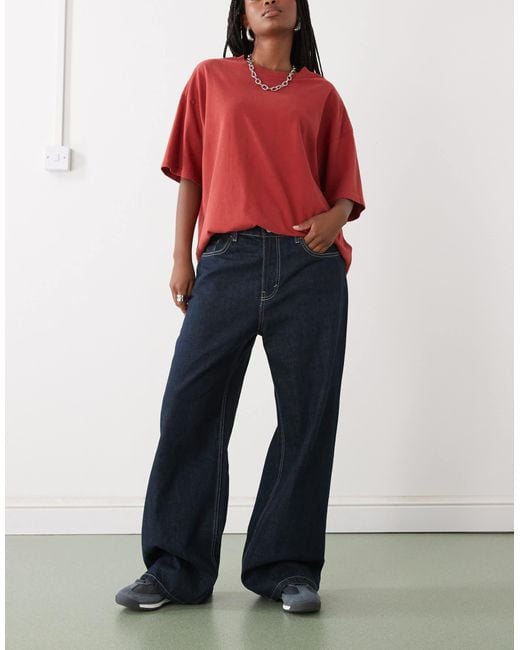 Missy - jean baggy à taille basse - foncé Weekday en coloris Blue