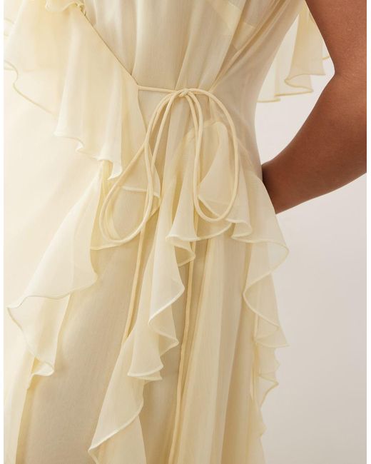 ASOS Natural Asos Design Curve Bridesmaid Wrap Front Ruffle Maxi Dress