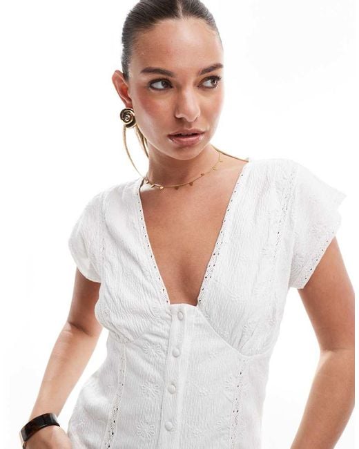 ASOS White Broderie Sun Top With Lace Detail