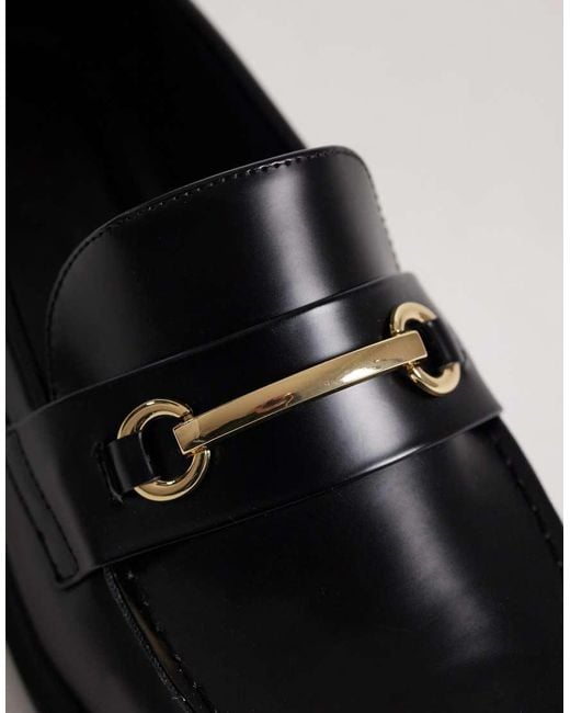 ASOS Black Penny Loafers With Gold-tone Snaffles for men