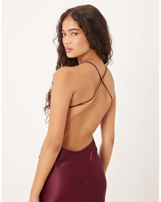 ASOS Red Satin Seam Detail Maxi Dress