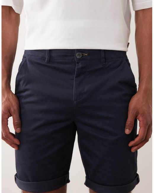 Only & Sons White Regular Fit Chino Shorts for men