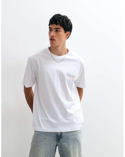 Jack & Jones White Breakfast Sketch Backprint T-shirt for men
