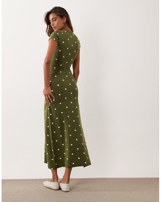 ASOS Green Short Sleeve Midi Dress
