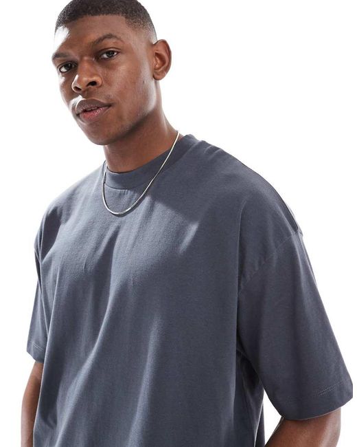 Pack De 2 Camisetas Básicas De Color Crema Y Gris Carbón Extragrandes De ASOS de hombre de color Blue