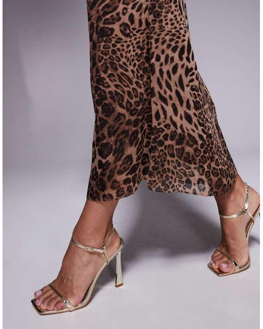 Falda Larga Vaporoso Con Estampado De Leopardo De (Parte De Un Conjunto) Princess Polly de color Brown