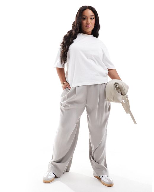 Asos design curve - pantaloni a fondo ampio grigi di ASOS in White
